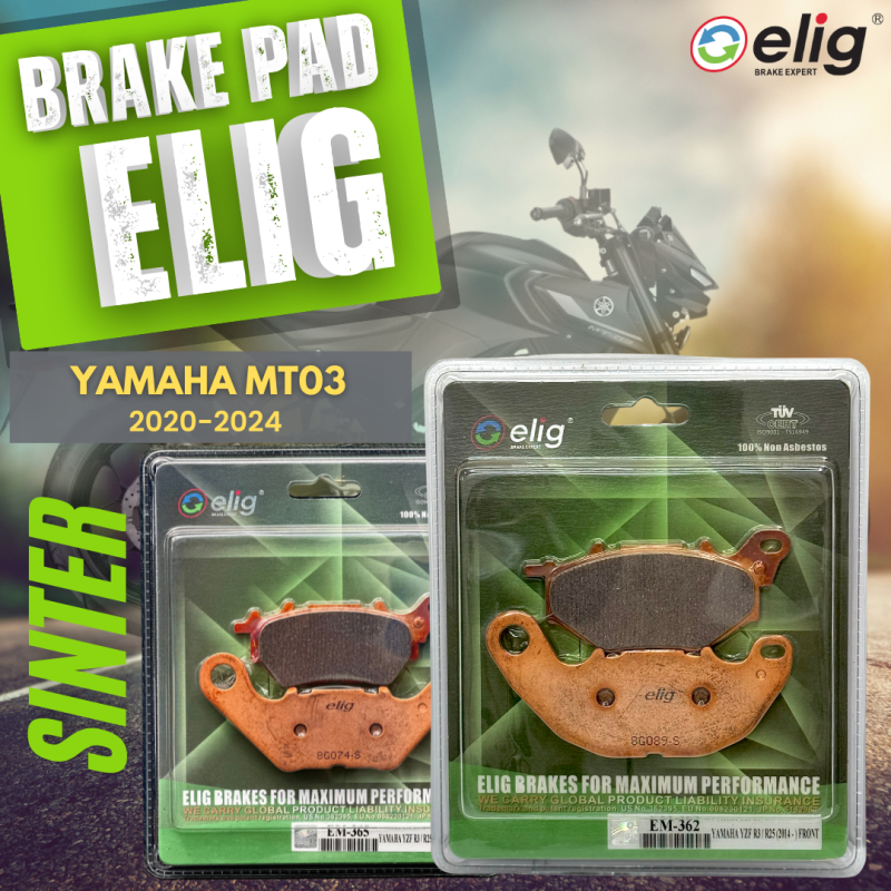 Bố thắng Elig Sinter YAMAHA MT03 2016-2024 (Trước EM-362, Sau EM-365)