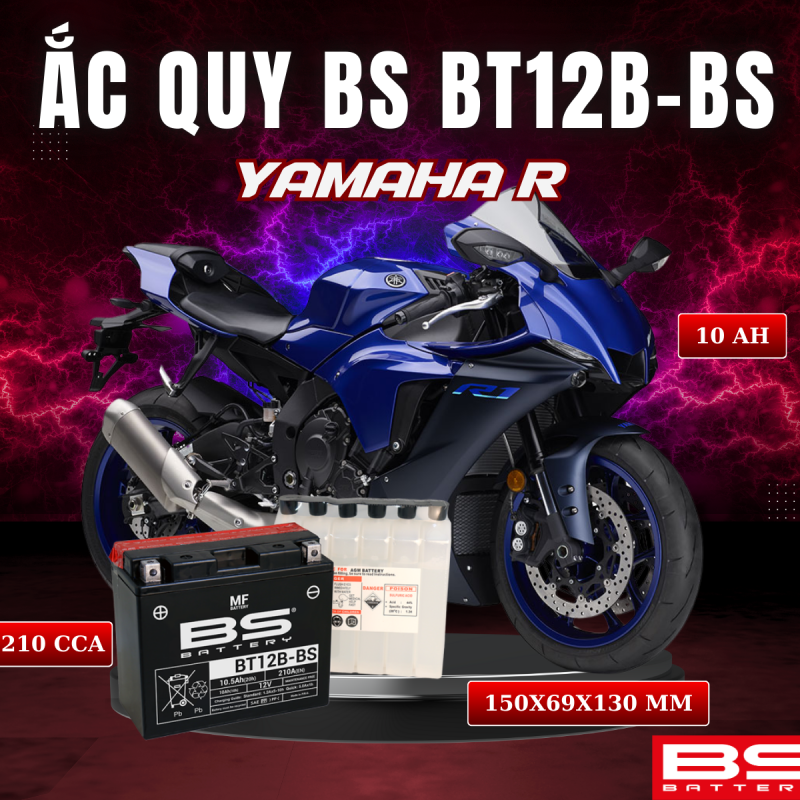 BÌNH ẮC QUY BS BT12B-BS 210CCA YAMAHA R (150x69x130 mm)