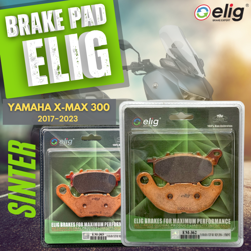 Bố thắng Elig Sinter YAMAHA X-MAX 300 2017-2023 (Trước EM-362, Sau EM-365)