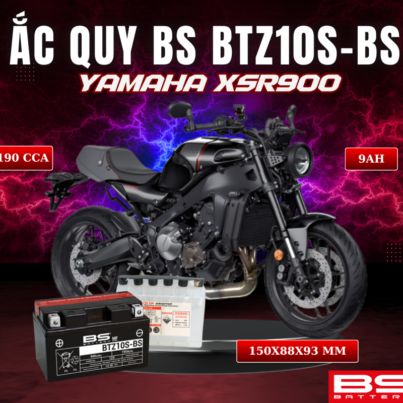 ẮC QUY BS BATTERY BTZ10S-BS 190CCA YAMAHA XSR900 (150 x 88 x 93 mm)