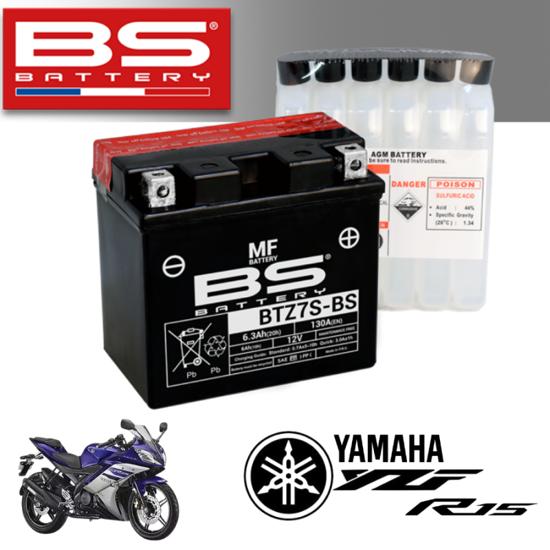 Bình ắc quy BTZ7S - BS dùng cho xe YAMAHA YZF R15