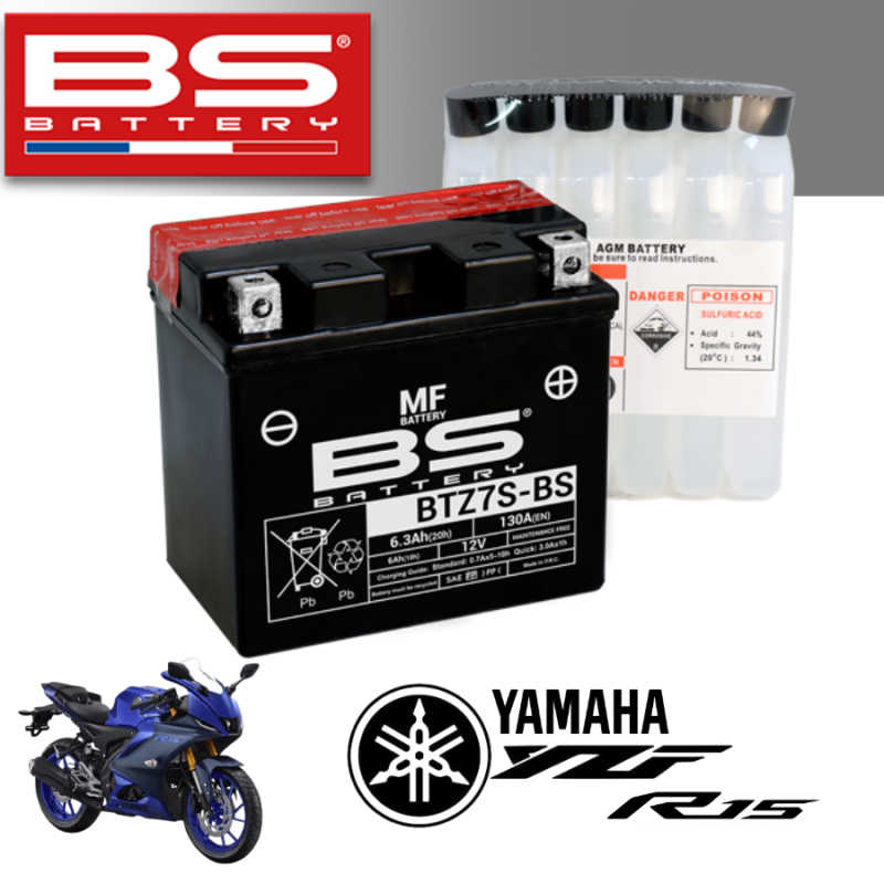 Bình ắc quy BTZ7S - BS dành cho  YAMAHA YZF R15 