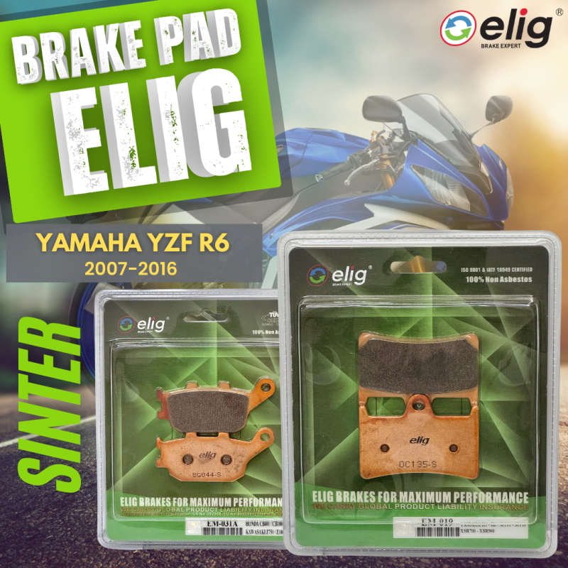 Bố thắng Elig Sinter YAMAHA R6 2007-2016 (Trước EM-019, Sau EM-031A)