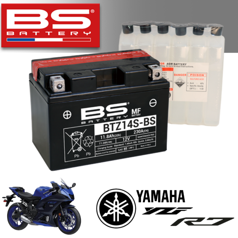 Bình ắc quy BTZ14S - BS dành cho xe YAMAHA YZF R7 