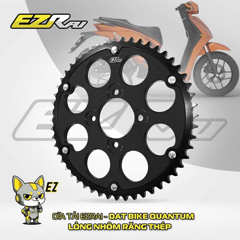 DĨA EZRAI DOUBLE PLATES BLACK DÀNH CHO XE DATBIKE QUANTUM S1 52T/428