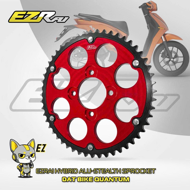 DĨA EZRAI DOUBLE PLATES RED BLACK DÀNH CHO XE DATBIKE QUANTUM S1 52T/428